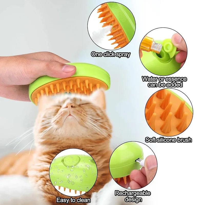 3-in-1 Electric Steam Pet Brush