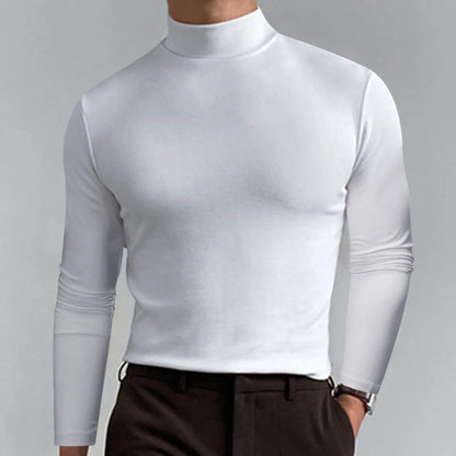 Mens High Neck Slim Fit Long Sleeve T-shirt