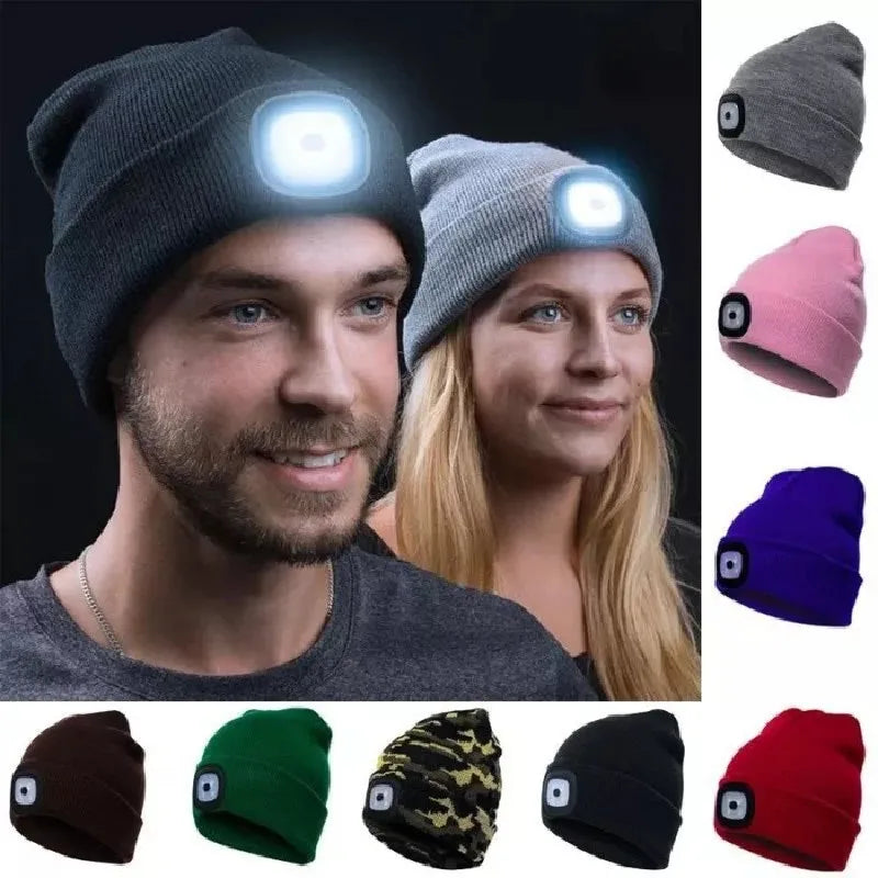 Solid Knitted Hat With LED Light